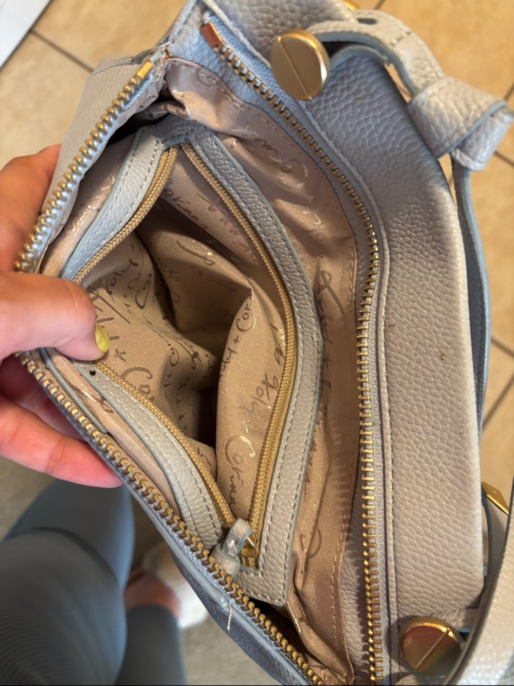Light Blue Leather Crossbody Shoulder Bag - Picture 8 of 8